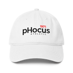 pHocus Athletic Low Profile Baseball Cap, front view in white